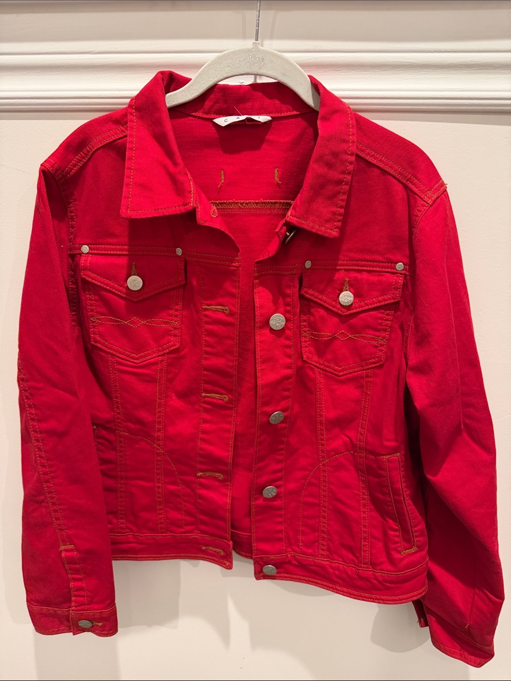 CAbi Bright Red Denim Jacket